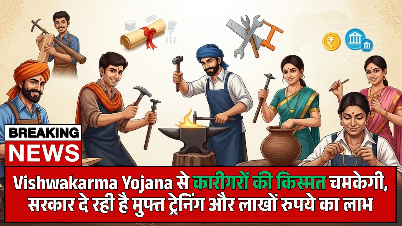 Vishwakarma Yojana से कारीगरों की किस्मत चमकेगी, सरकार दे रही है मुफ्त ट्रेनिंग और लाखों रुपये का लाभ